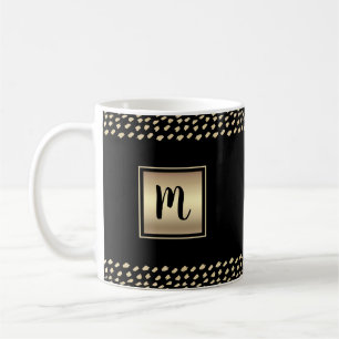 Schwarze Goldfolie fett Monogramm Skript moderner  Kaffeetasse
