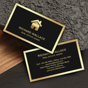 Schwarze Goldfolie Home Logo Immobilienmakler Visitenkarte