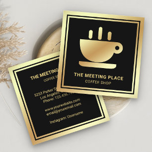 Schwarze Goldfolie Kaffeetasse Kaffeehaus Kaffeesa Quadratische Visitenkarte