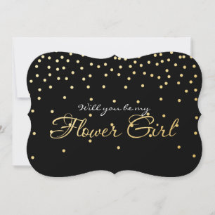 Schwarze Goldfolie Konfetti FLOWER GIRL Karte