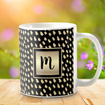 Schwarze Goldfolie Monogramm Schrift Punkte modern