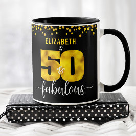 Schwarze Goldfolie Punkte 50 und fabelhafter Gebur Tasse