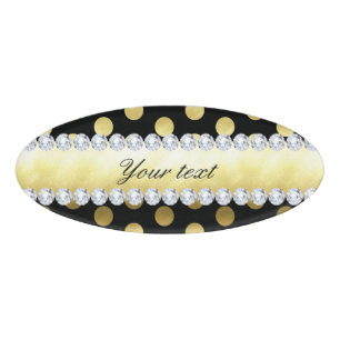 Schwarze Goldfolien-Tupfen-Diamanten Namenschild