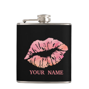 Schwarze GoldGlitzer-Imitat-Folieconfetti-Lippen Flachmann