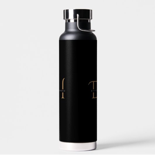 Schwarze Goldinitials mit Doppelmonogramm - Elegan Trinkflasche (Links)