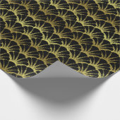 Schwarze Goldkammuschel-Muschel-noble Deko-Skala Geschenkpapier (Ecke)