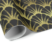 Schwarze Goldkammuschel-Muschel-noble Deko-Skala Geschenkpapier (Rolleneckpunkt)