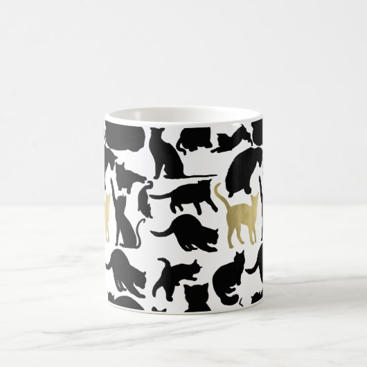 Schwarze Goldkatzen Kaffeetasse (Mittel)
