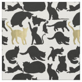 Schwarze Goldkatzen Stoff (Nahaufnahme)