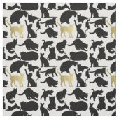 Schwarze Goldkatzen Stoff (Muster)