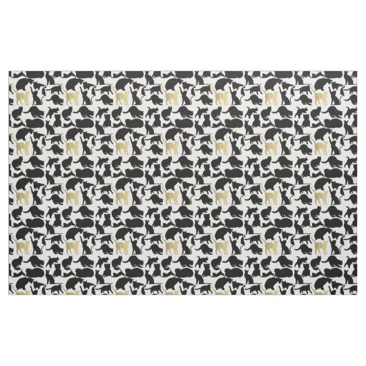 Schwarze Goldkatzen Stoff (Fat Quarter (45,7 x 55,9 cm))