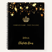 Schwarze Goldkronen - Sterne Jahr für Geschäft Notizblock (Vorderseite)