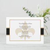 Schwarze GoldLilien-Party-Zeit Einladung (Stehend Vorderseite)