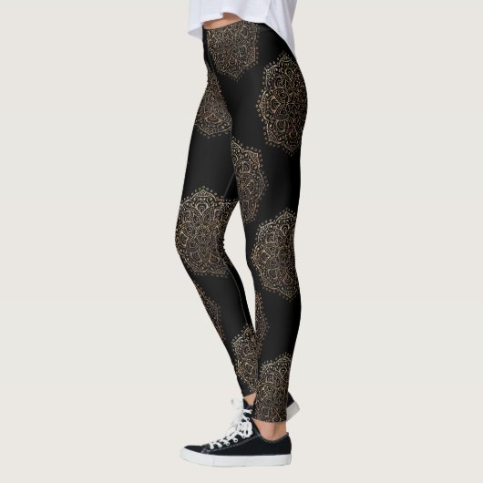 Schwarze GoldMandalas-Muster| Zen Boho Yoga-Hosen Leggings (Links)