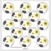 Schwarze Goldmannschaft - 13 Fußballaufkleber Aufkleber (Blatt)