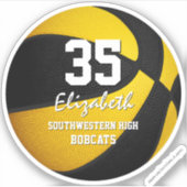 Schwarze Goldmannschaft farbenfrohe Basketball Aufkleber (Vorderseite)