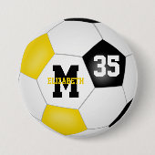 Schwarze Goldmannschaft färbt Mädchenfußball perso Button (Vorderseite)