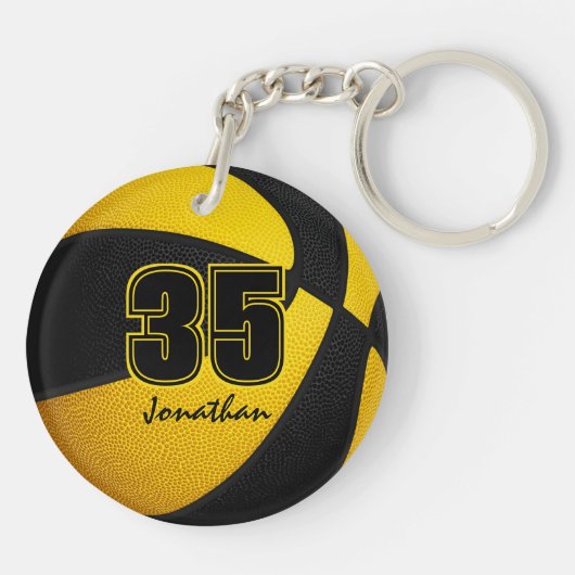 Schwarze Goldmannschaft - Jungs Basketball Schlüsselanhänger (Rückseite)