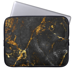 Schwarze Goldmarmor, Natürliches Muster. Laptopschutzhülle