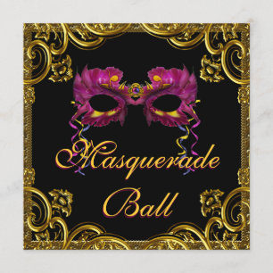 Schwarze Goldmasken-Maskenparty Einladung