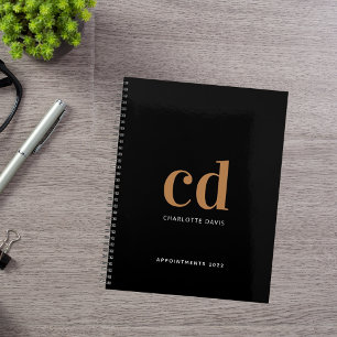 Schwarze Goldmonogramm-Initialen 2026 Planer