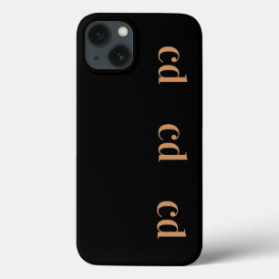 Schwarze Goldmonogramm-Initialen Case-Mate iPhone Hülle
