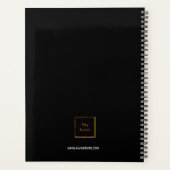 Schwarze Goldmonogramm-Initialen Geschäftslogo Planer (Rückseite)