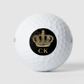 Schwarze Goldmonogramm-Initialen Golfball (Vorderseite)