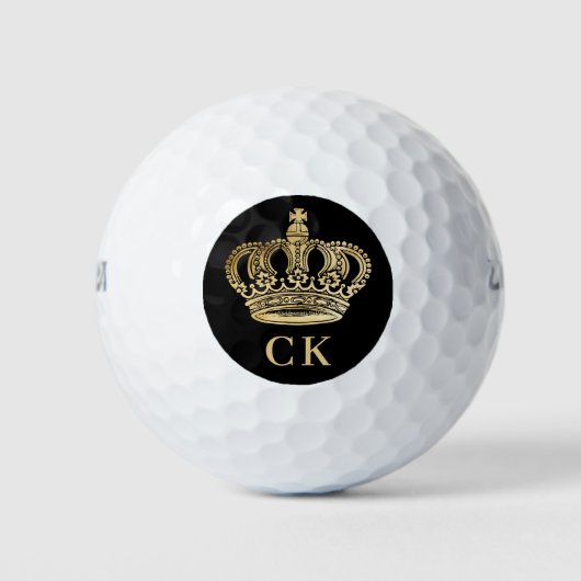 Schwarze Goldmonogramm-Initialen Golfball (Vorderseite)
