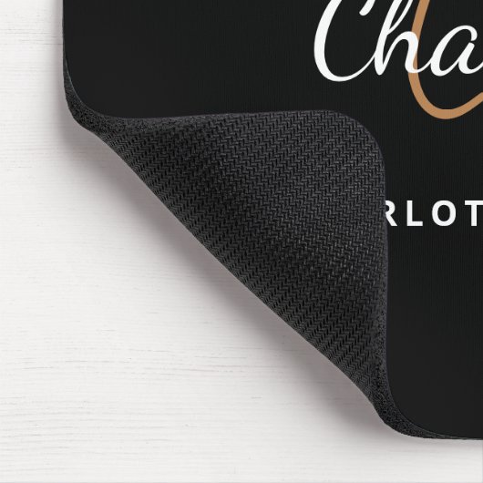 Schwarze Goldmonogramm-Inittite Name minimalistisc Mousepad (Ecke)