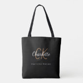 Schwarze Goldmonogramm-Name Anfangsbuchstaben Schr Tasche (Rückseite)