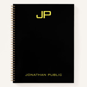 Schwarze Goldnamensvorlage für benutzerdefinierte  Notizblock