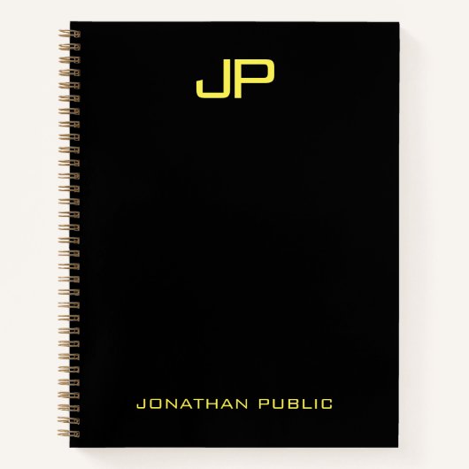 Schwarze Goldnamensvorlage für benutzerdefinierte  Notizblock (Vorderseite)