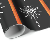 Schwarze Goldorange Sternexplosion-drastischer Geschenkpapier (Rolleneckpunkt)