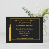 Schwarze Goldquasten-GrenzAbschluss-Einladung Einladung (Stehend Vorderseite)