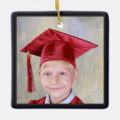 Schwarze Goldrahmen-Absolvent-Andenken-Schule Keramikornament (Vorderseite)