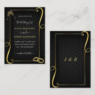 Schwarze Goldrahmen für die Hochzeitsvorlage Mitteilungskarte