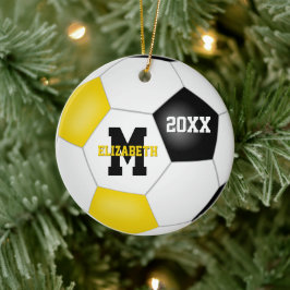 Schwarze Goldschule Sportteam Farben Fußball Keramik Ornament