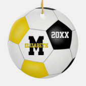 Schwarze Goldschule Sportteam Farben Fußball Keramik Ornament (Hinten)
