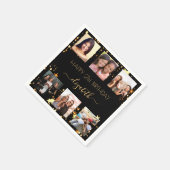Schwarze Goldsterne Foto Collage Geburtstag Serviette (Ecke)