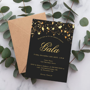 Schwarze Goldsterne jährliche Firmen-Gala Einladung