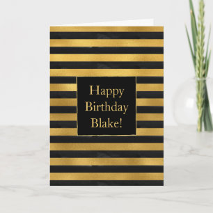 Schwarze Goldstreifen Geburtstag Karte