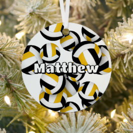 Schwarze Goldvolleyballs mit Athleten Namensgewähr Ornament Aus Metall