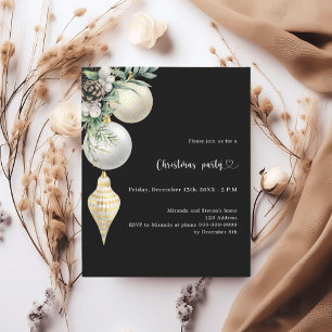 Schwarze Goldweiße-Christmas-Party-Einladung