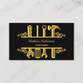 Schwarze Goldwerkzeuge Zuhause repariert Foto QR-C Visitenkarte (Vorderseite)