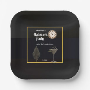 Schwarze Goldzeit für Grusel und Alkohol Halloween Pappteller