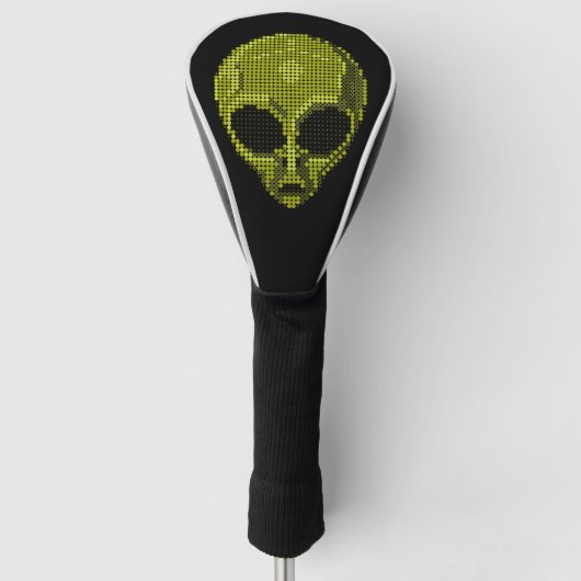 Schwarze Golfkopfabdeckung mit grünem Außerirdisch Golf Headcover (Vorderseite)