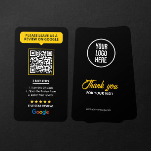 Schwarze Google Bewertungen QR-Code Geschäft Bewer Visitenkarte