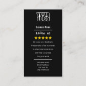 Schwarze Google-Überprüfungsvorlage mit QR-Code-Li Visitenkarte (Rückseite)