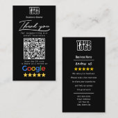 Schwarze Google-Überprüfungsvorlage mit QR-Code-Li Visitenkarte (Vorne/Hinten)